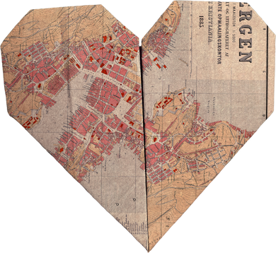 Scanned Weathered Heart-shaped Map Scrap